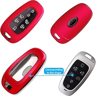 Hyundai TPU Key Fob Cover Compatible with (2022+ Tucson),(2021+ Santa Fe),(2021+ Ioniq 5),(2022+ Santa Cruz),(2020+ Sonata DN8) Smooth Durable Hyundai Remote Shell Case Protector(Upgraded)