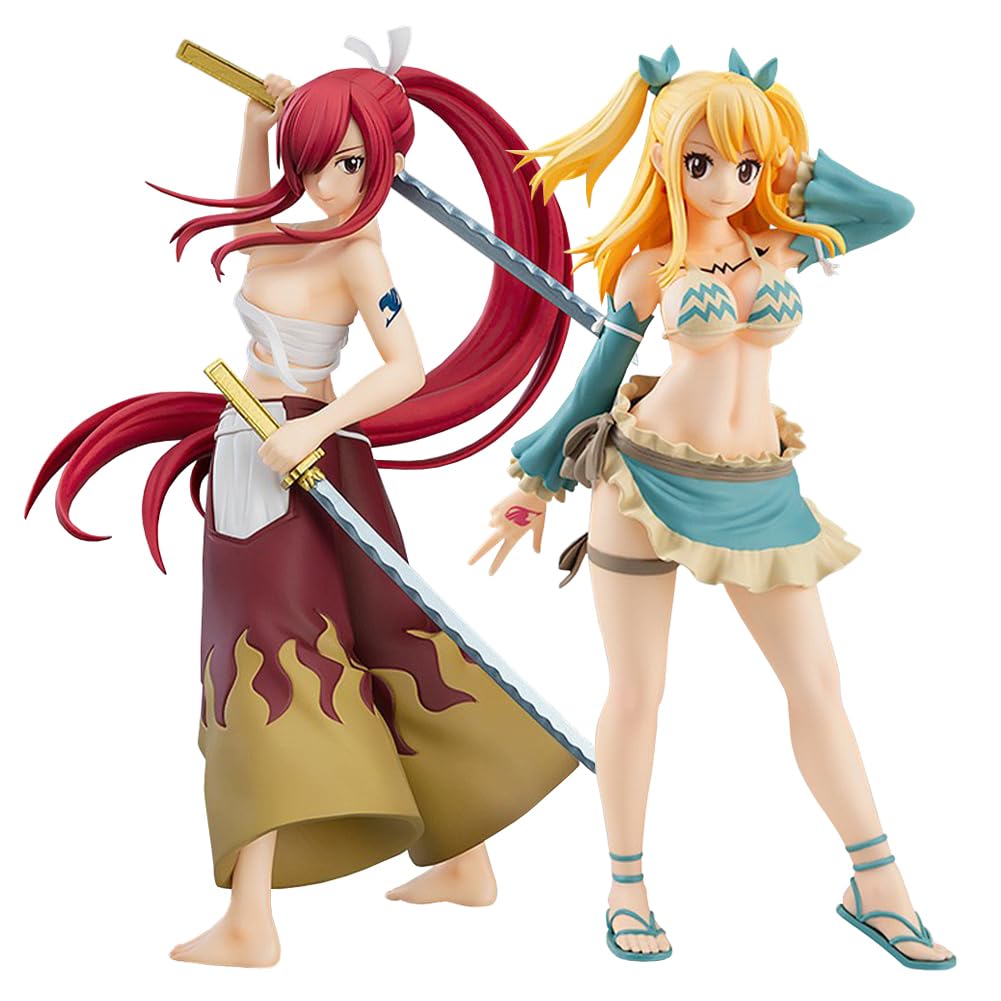 Zhongkaihua FAIRY TAIL Erza and Lucy Action Figure PVC Desktop Ornament