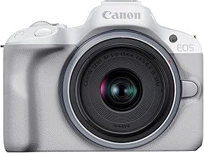 Canon EOS R50 White + RF-S 18-45mm F4.5-6.3 IS STM Lens – Mirrorless camera for on-the-go content creators, shooting still...