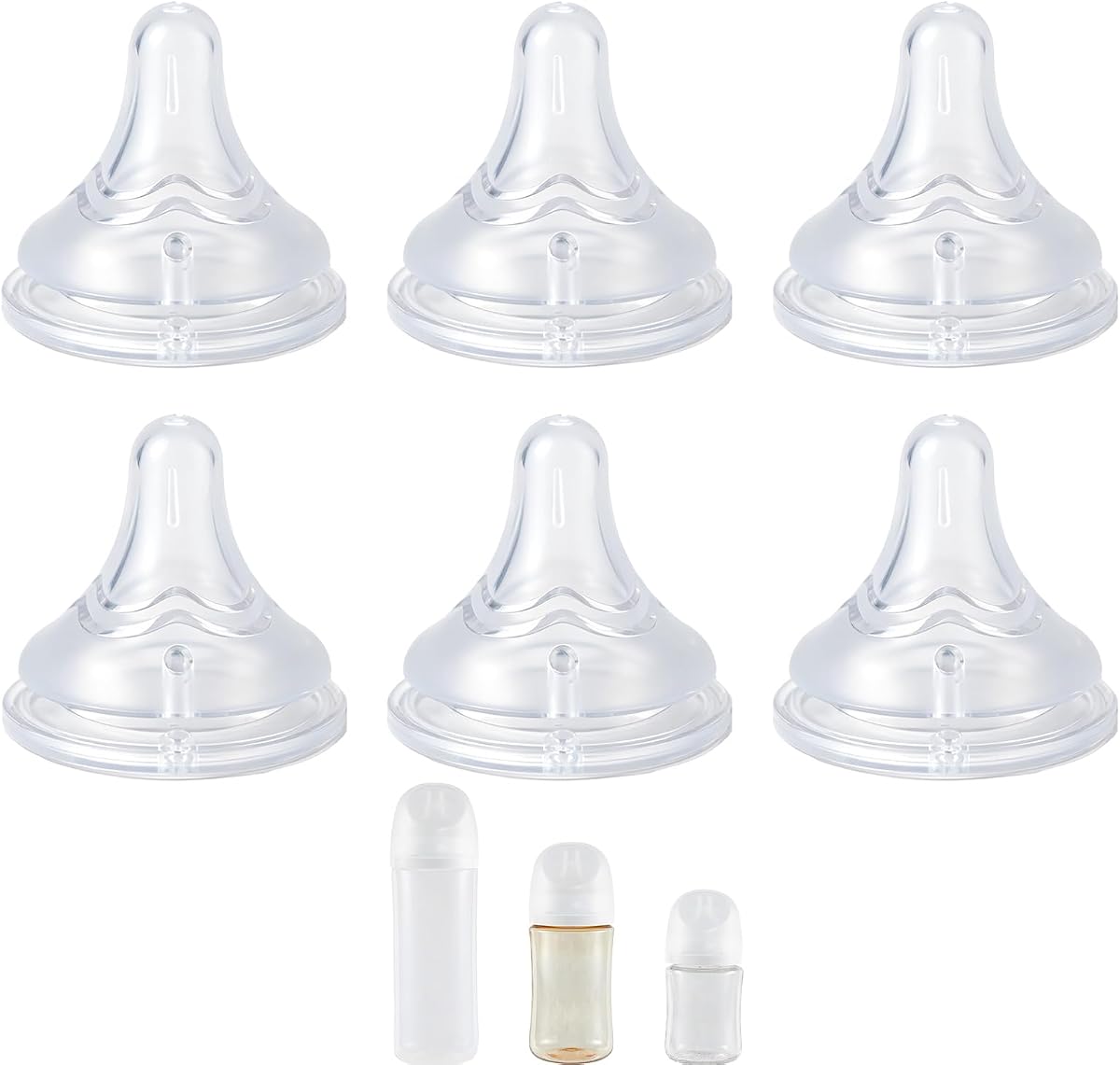 Tetinas de repuesto compatibles con biberones de paloma, tetinas de silicona suave para biberones, flujo súper lento, 0M+, sin BPA, apto para lavavajillas, paquete de 6