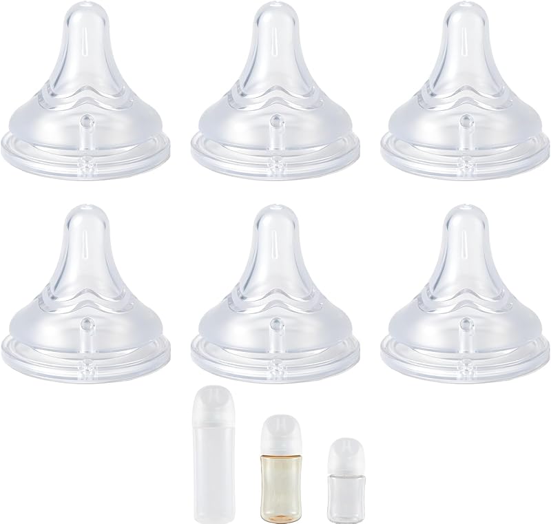 Tetinas de repuesto compatibles con biberones de paloma, tetinas de silicona suave para biberones, flujo súper lento, 0M+, sin BPA, apto para lavavajillas, paquete de 6