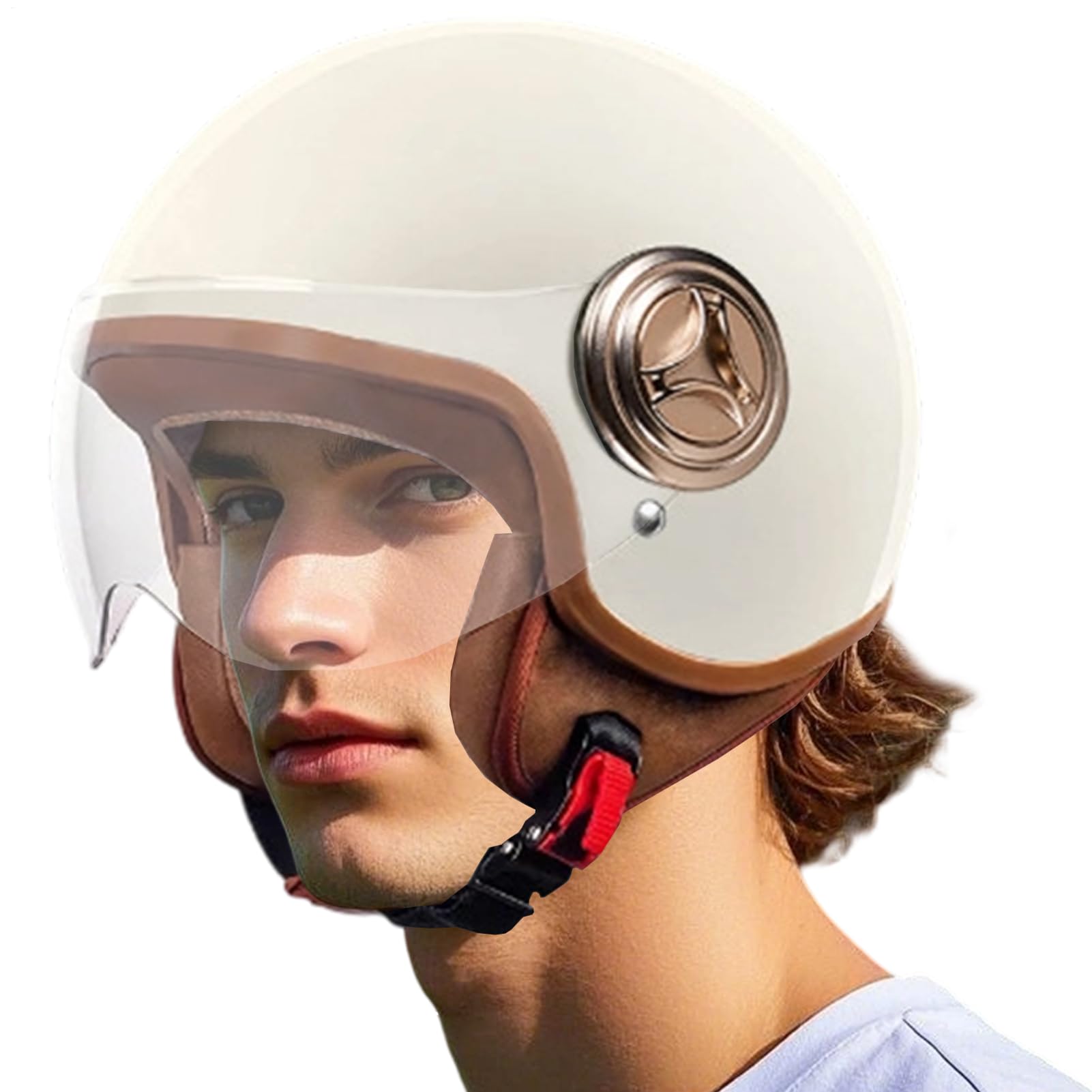 Casco de bicicleta de montaña, media cara, Scooter Gear, Cycling Safety Headwear, 11,02 x 9,06 pulgadas, carcasa ligera y ventilada, ajuste seguro ajustable, ideal para carreras, calle, ciclomotor