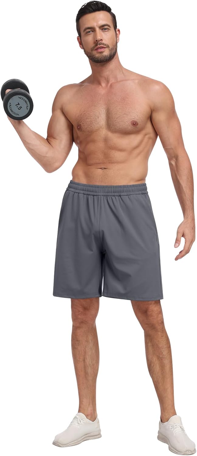 4 Pack Men's Athletic Gym Shorts with Pockets,Running Workout Basketball Hiking Shorts for Men - Image 5