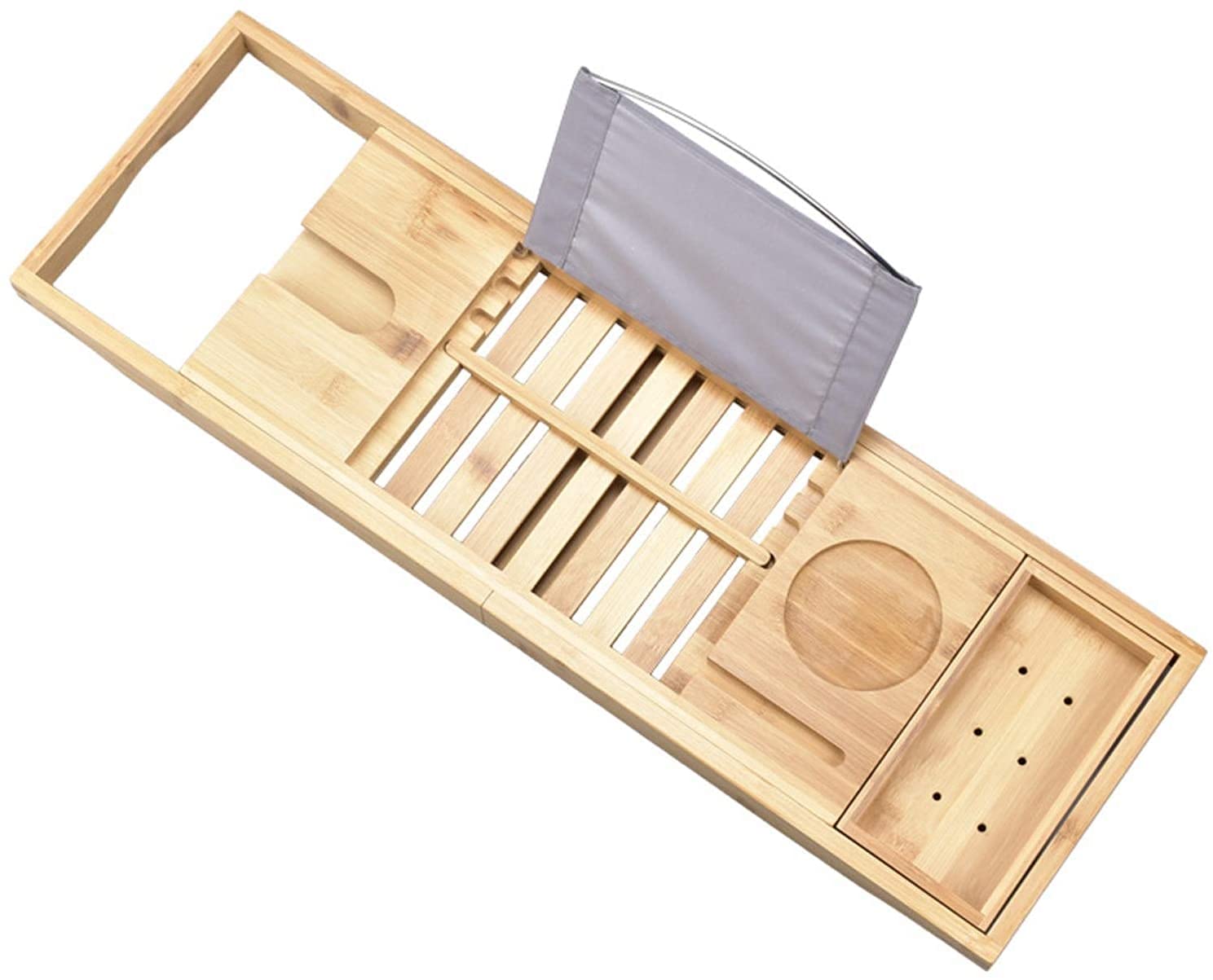 Scaffale per vasca da bagno in bambù per vasca da bagno, mensola retrattile antiscivolo per vasca da bagno (70 x 22 cm)