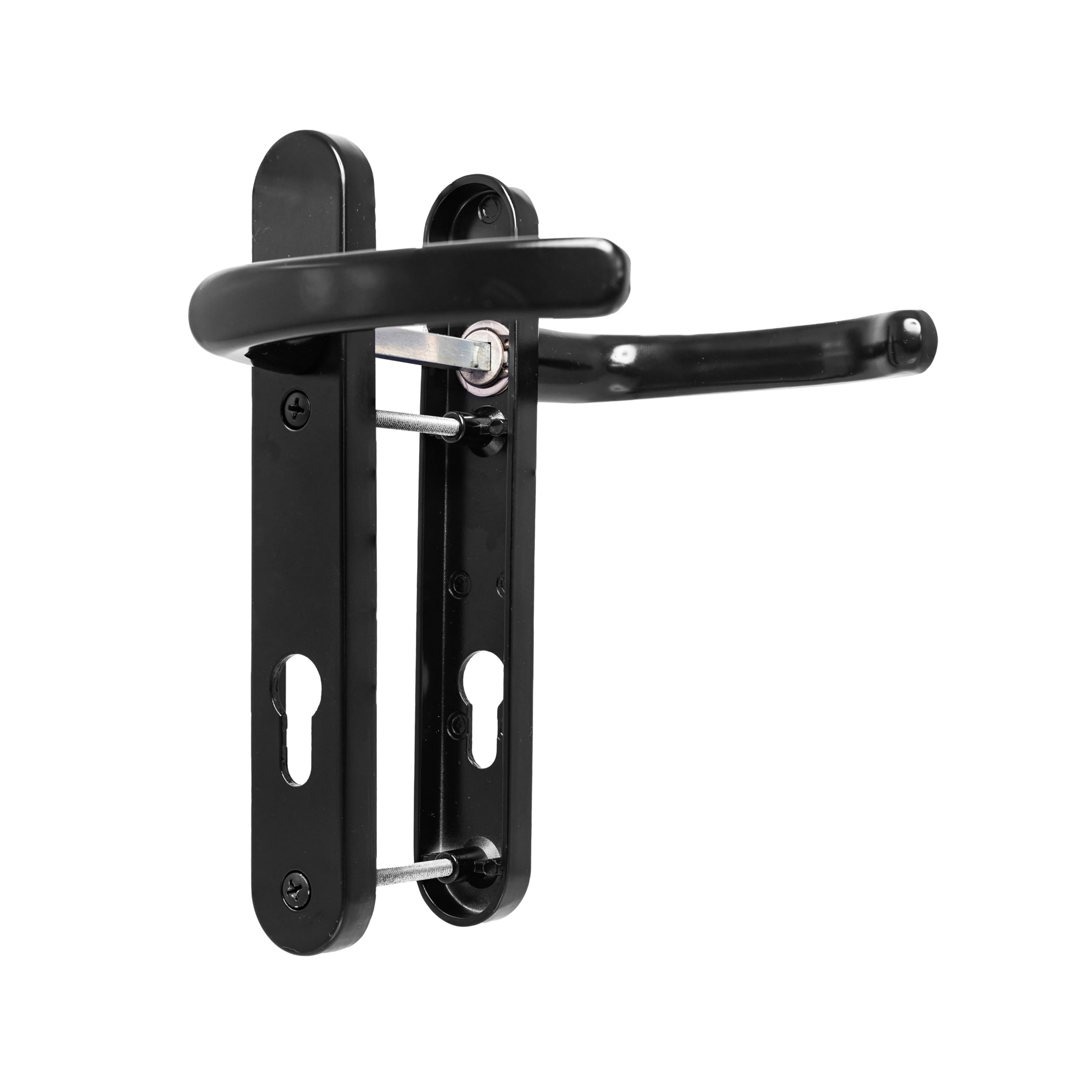 TSS UPVC Door Handle Set, 92mm PZ (Centres), Lever/Lever, Screw to Screw 122mm with Backplate 212mm x 34mm