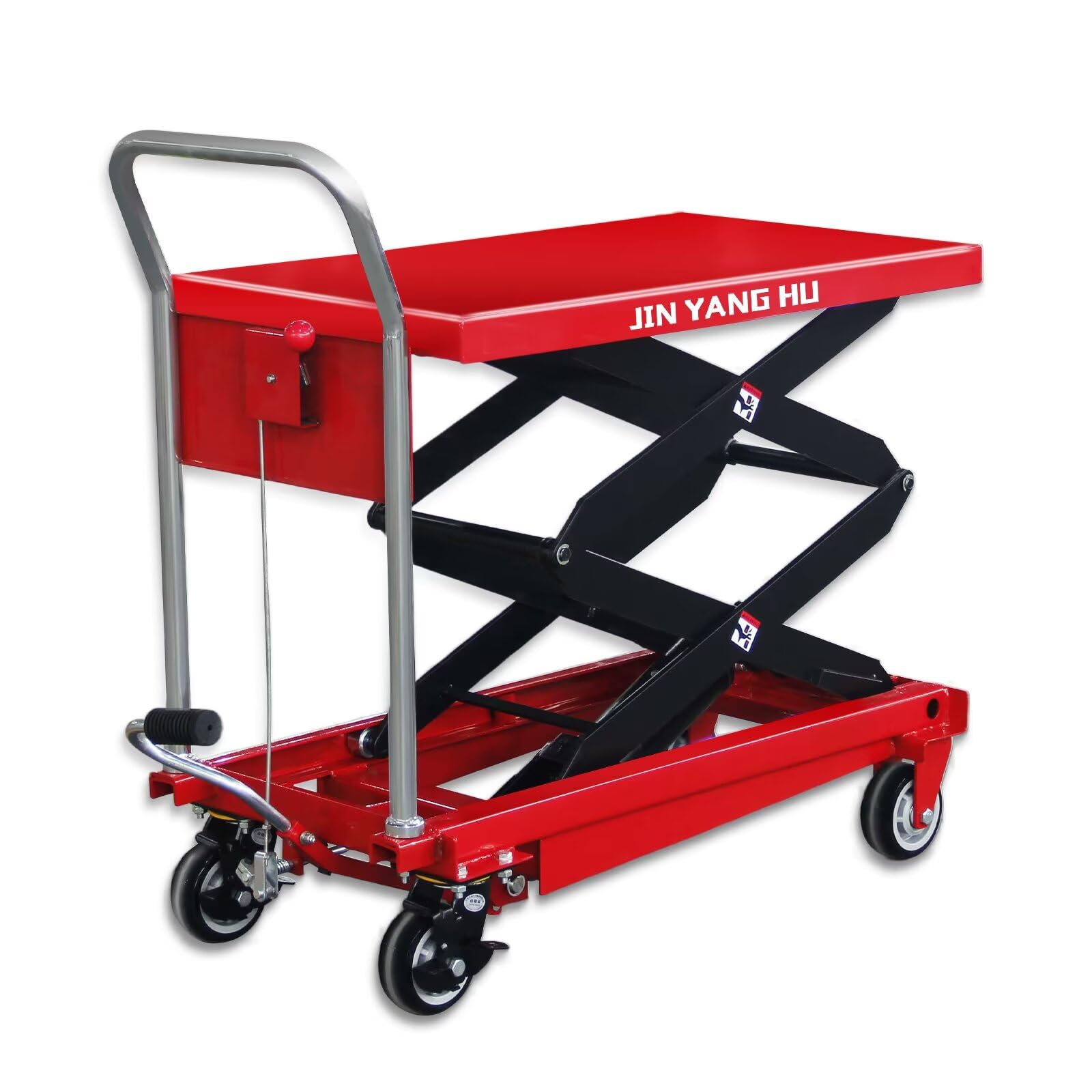 Hydrauliczny wózek stołowy, podwójne nożyczki, nośność 499 kg, wysokość podnoszenia 150 cm, do transportu materiałów i transportu