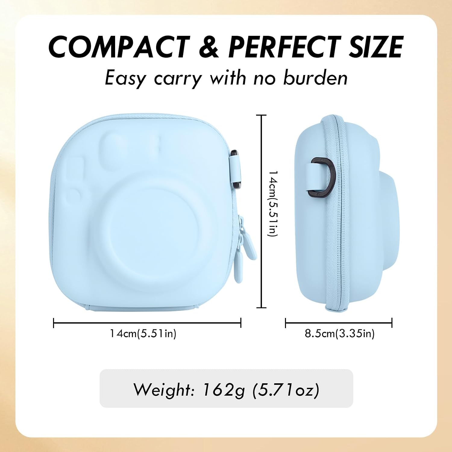 Hard EVA Storage Case Compatible for Instax Mini 13/12/11/99/90/70/40/SE/7+ Instant Camera, Mini Instant Camera Protective Carrying Bag with Adjustable Shoulder Strap - Hydrangea Blue image 3