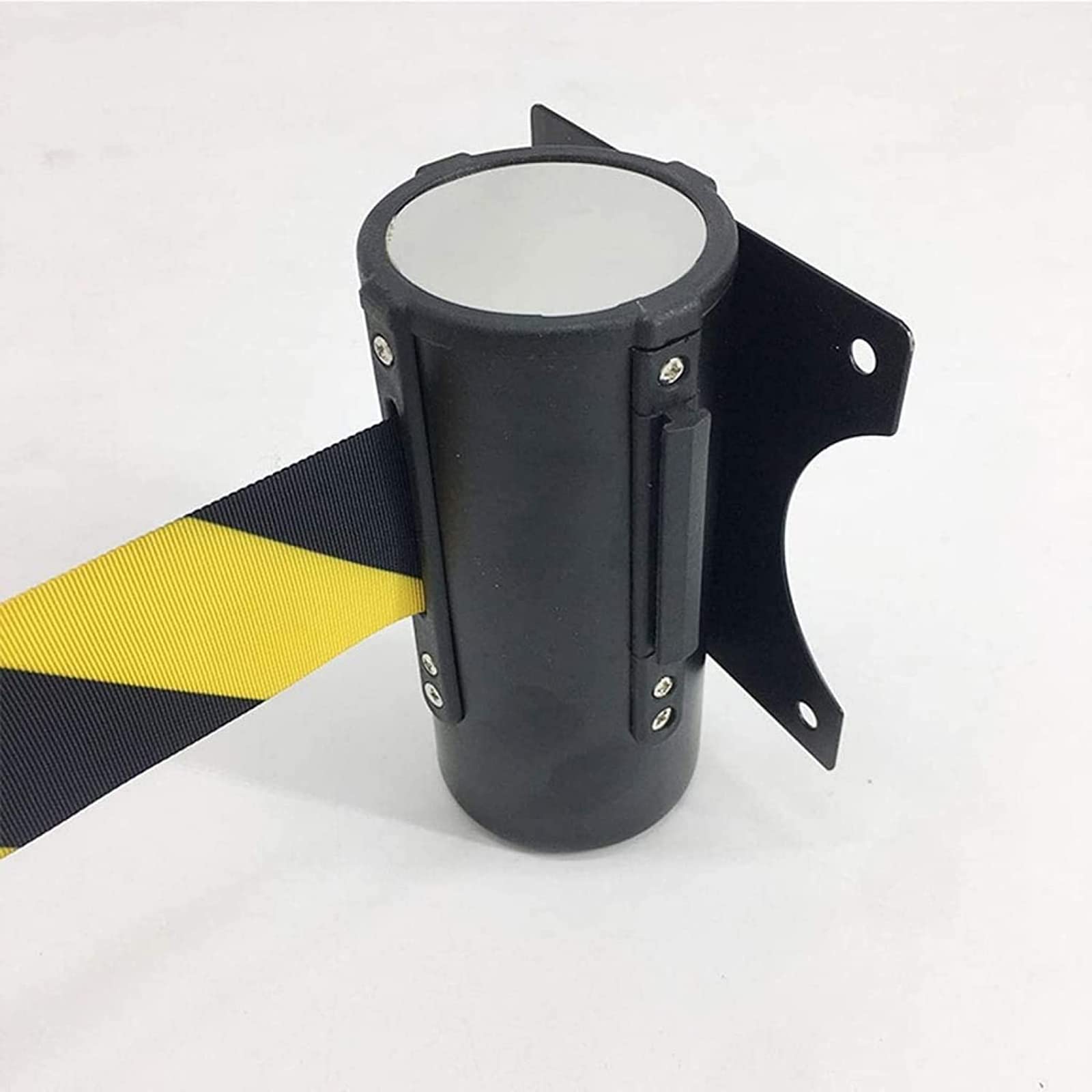 Cinta De Seguridad Retráctil De 5 M – Cinta De Control De Multitudes De Acero Inoxidable para Montaje En Pared, Ideal para Postes Y Barreras De Seguridad – Negro/Amarillo