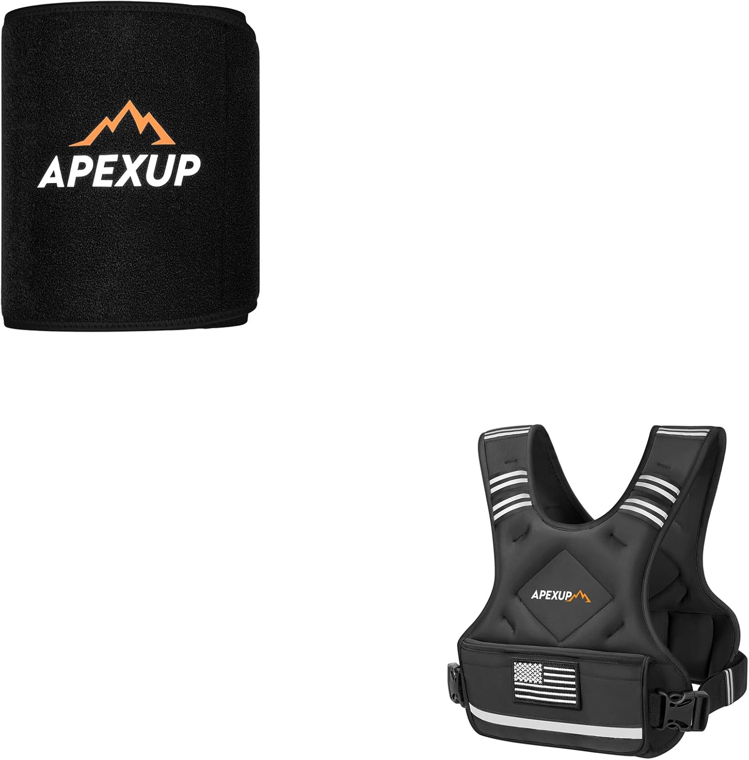 APEXUP Adjustable Weighted Vest 4-10lbs + Sweat Waist Trainer M