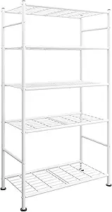 Storage Shelves - 5 Tier Shelf Organizer, Heavy Duty Garage Shelving Unit with Leveling Feet, Stable Metal Shelves Organizer for Pantry, Kitchen and Closet, 33.0" W x 12.6" D x 72.0" H, White
