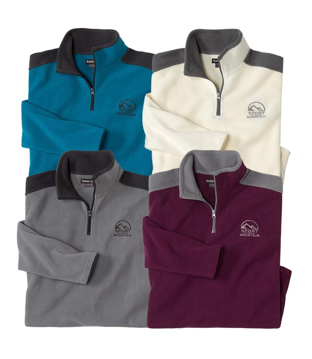 ATLAS FOR MEN - Set di 4 Maglioni in Pile da Uomo - Ultra Leggero e Caldo - Maglione a Collo Alto con Zip - Ideale per l'inverno/Viaggio - Maglioni in Pile da Uomo - Disponibile in Taglie Grandi