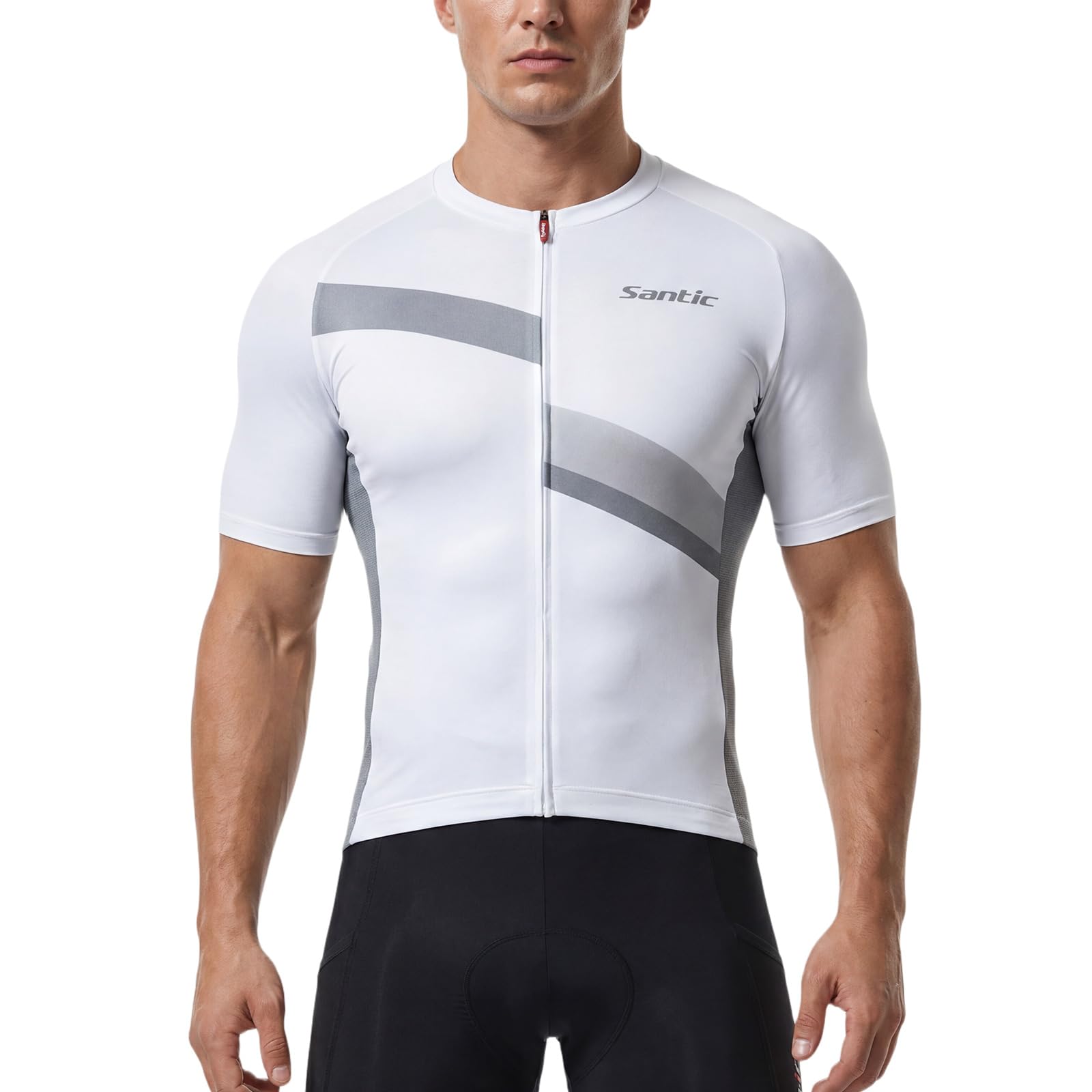 Santic Maillot de cyclisme à manches courtes pour homme - Respirant - Avec poches arrière - Pour cyclisme, course, VTT, été