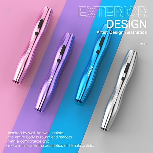 Miniatura 4 de Mast P20 - Máquina de bolígrafo de tatuaje inalámbrico, pistola de tatuaje giratoria, pantalla digital ligera, marco delgado para mujeres (morado)