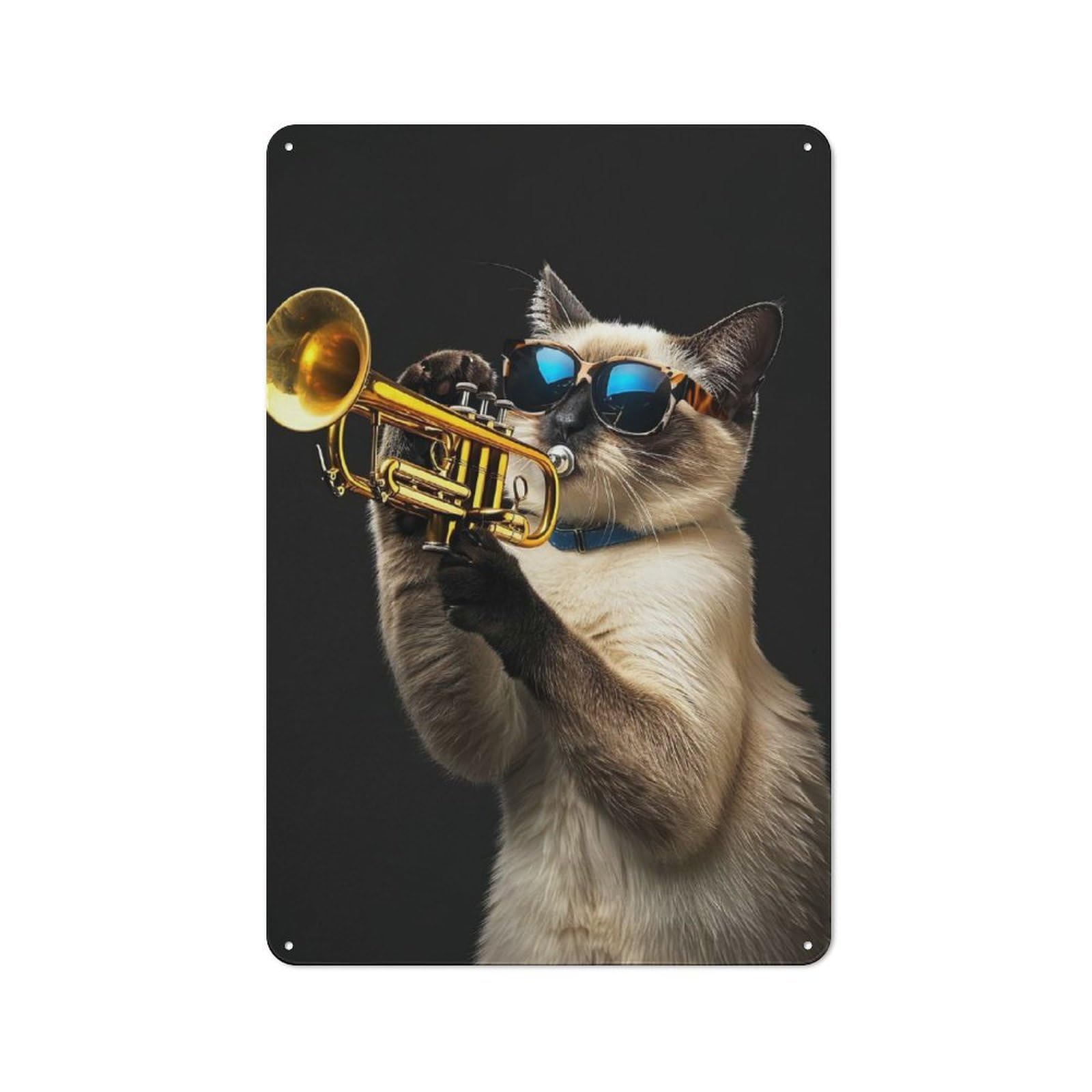 Tin Sign 30x20cm with Siamese Trumpet for Workshop Wall, Rustic Decor, Suited to Workshop Decor Fans