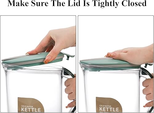 Miniatura 3 de Coloch Paquete de 2 jarras de agua de plástico de 2 cuartos de galón con tapa abatible, recipiente de agua delgado transparente para puerta de