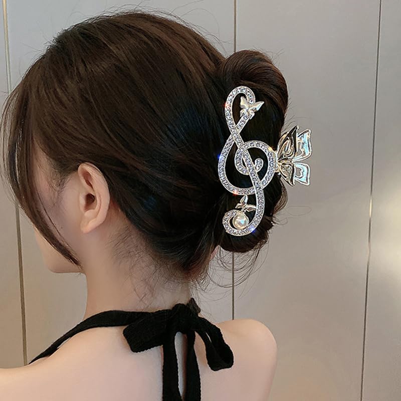 Miniatura 2 de Clip de pelo grande de lujo, clip de garra de diseño único de nota musical G Clef  Accesorios para el cabello para niñas  Clip de fiesta de regalo