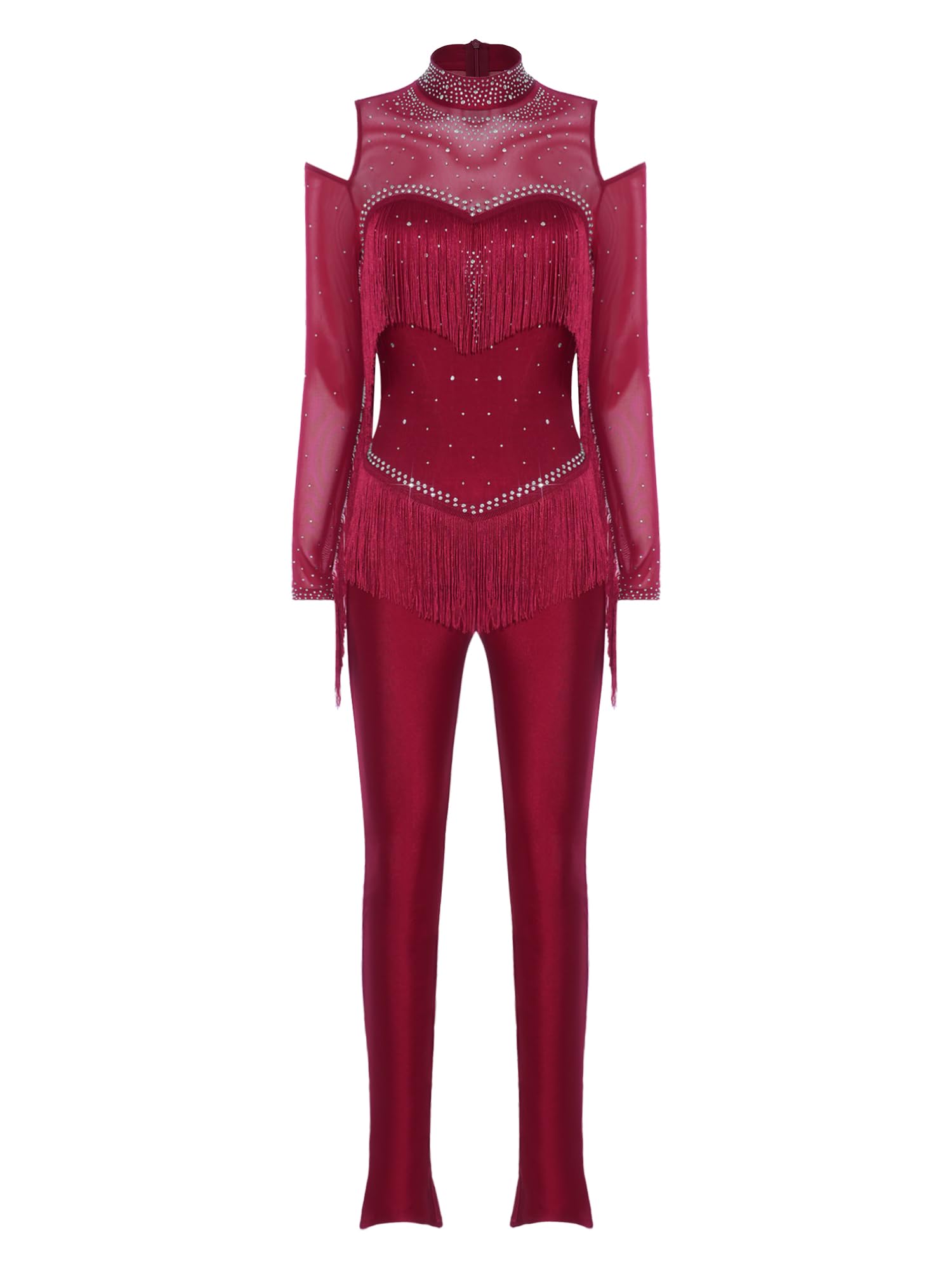 inlzdz Femme Justaucorps Gymnastique Rythmique Combinaisons Rompevêtements Manches Longues Épaule Découverte Justaucorps Danseuse Acrobatie