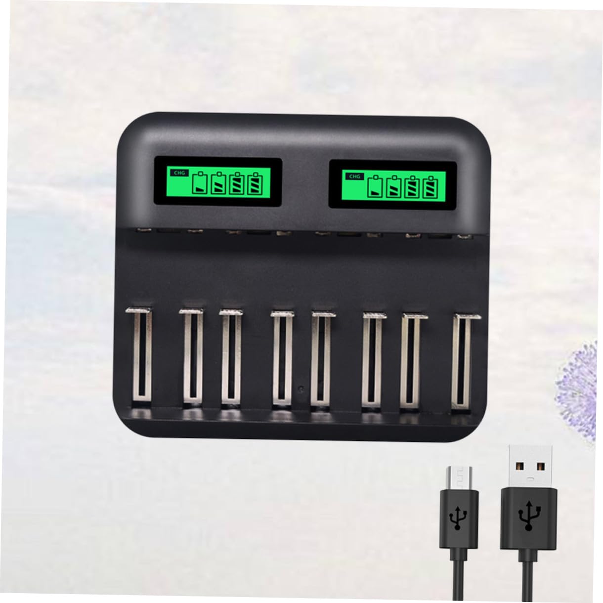 Cargador de Batería Inteligente USB de 8 Ranuras para AA y AAA