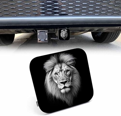 Cubierta de enganche de remolque, enchufe de león, cabeza de león africano, cubierta de enganche de remolque, tapa de enchufe se adapta a receptores