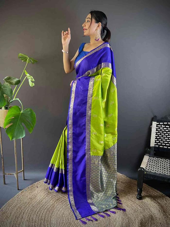 Image of SGF11 Women's Kanjivaram Pure Handloom Soft Silk Saree With Blouse Piece