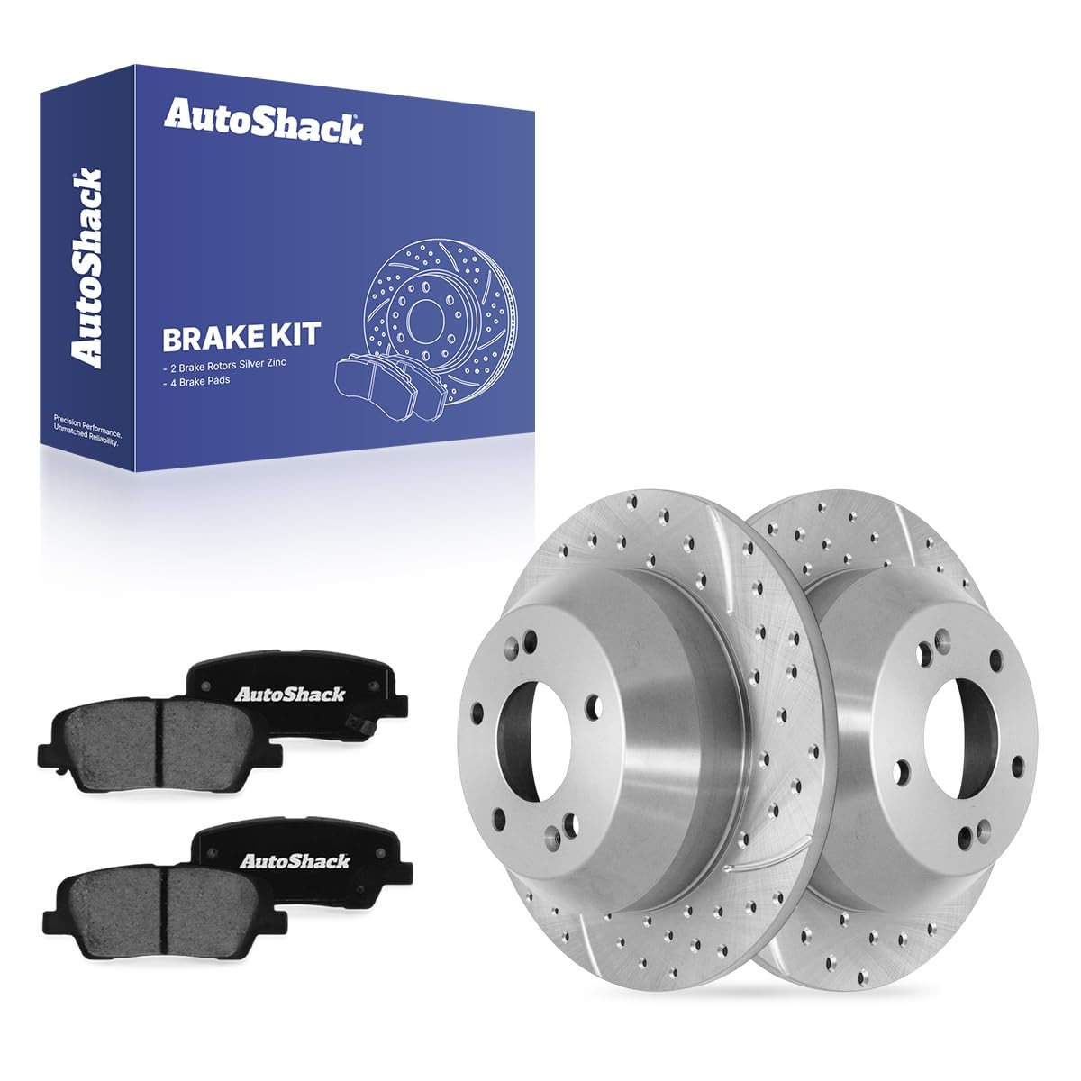 AutoShack Drilled and Slotted Rear Brake Rotor Kit