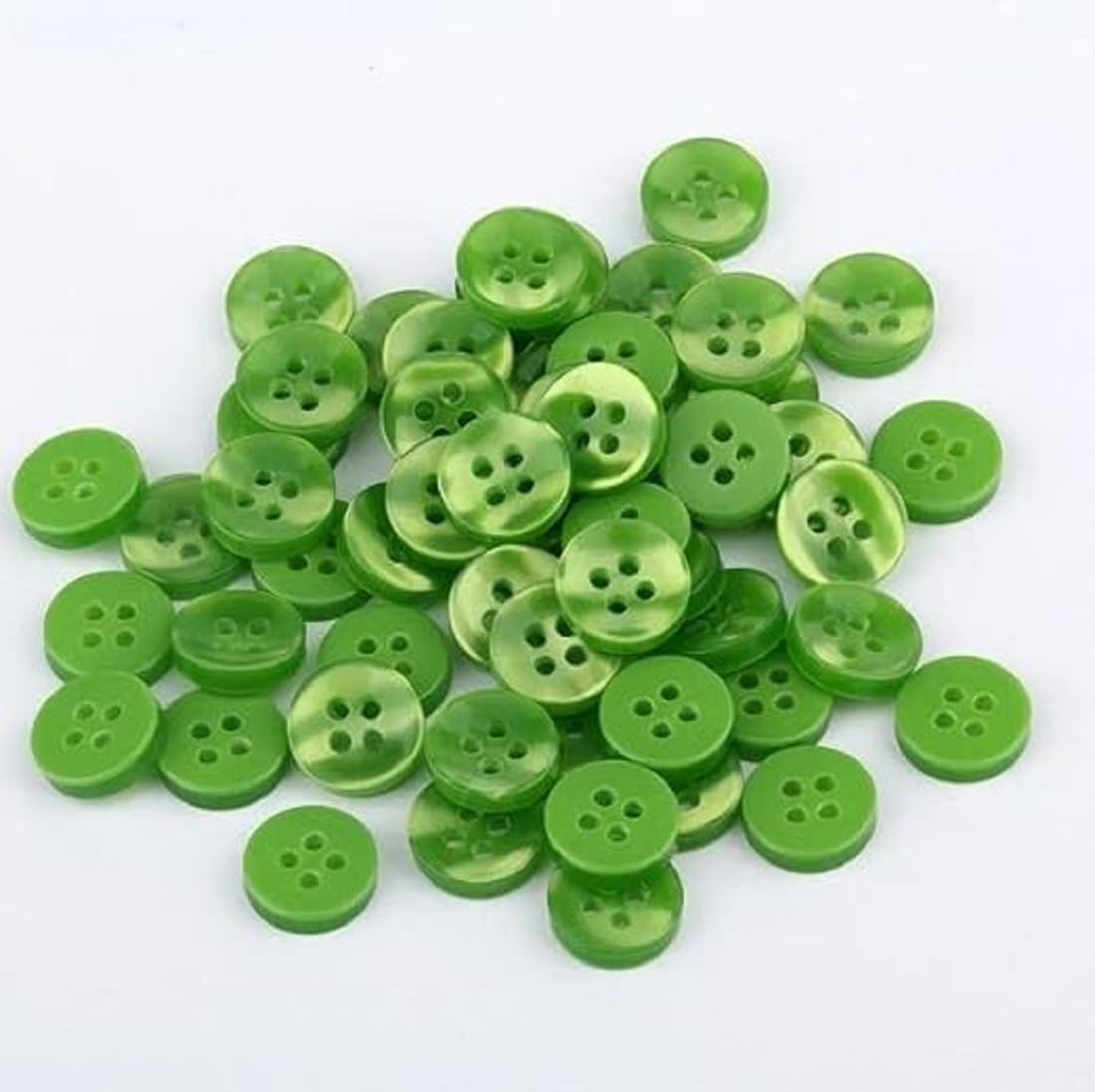Button Solid R_ound Flatback Color 4Holes Craft Clothe Sweater Shirt_(Light Green)