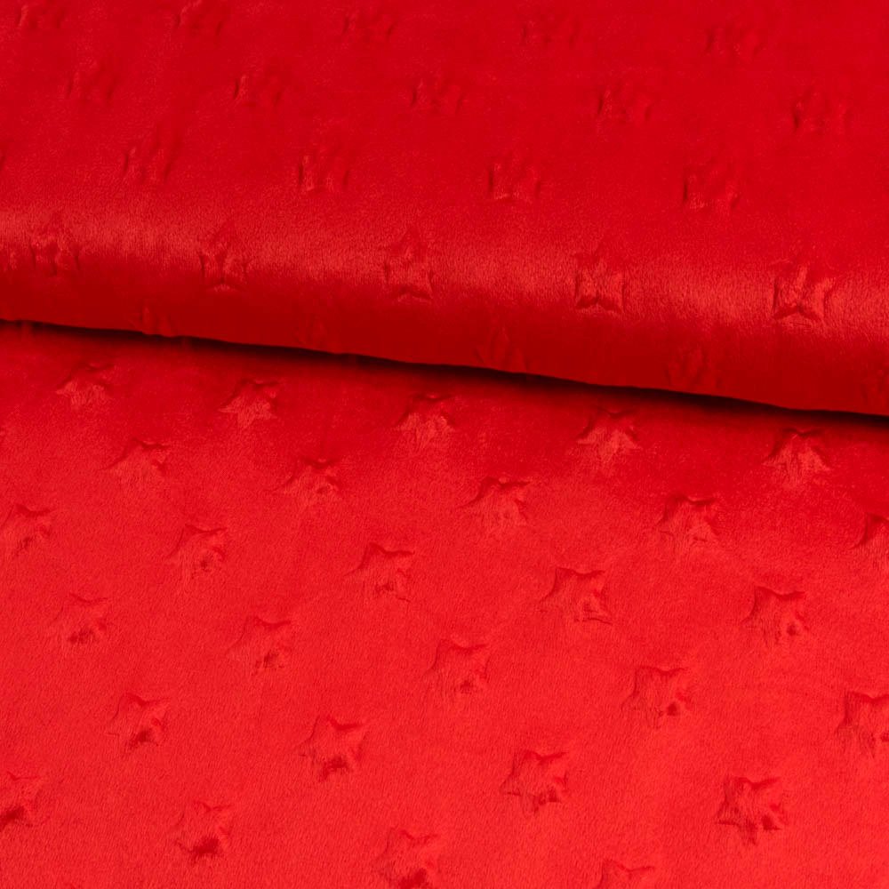 Minkee Winky Star Fleece Fabric Red 0.50 metre