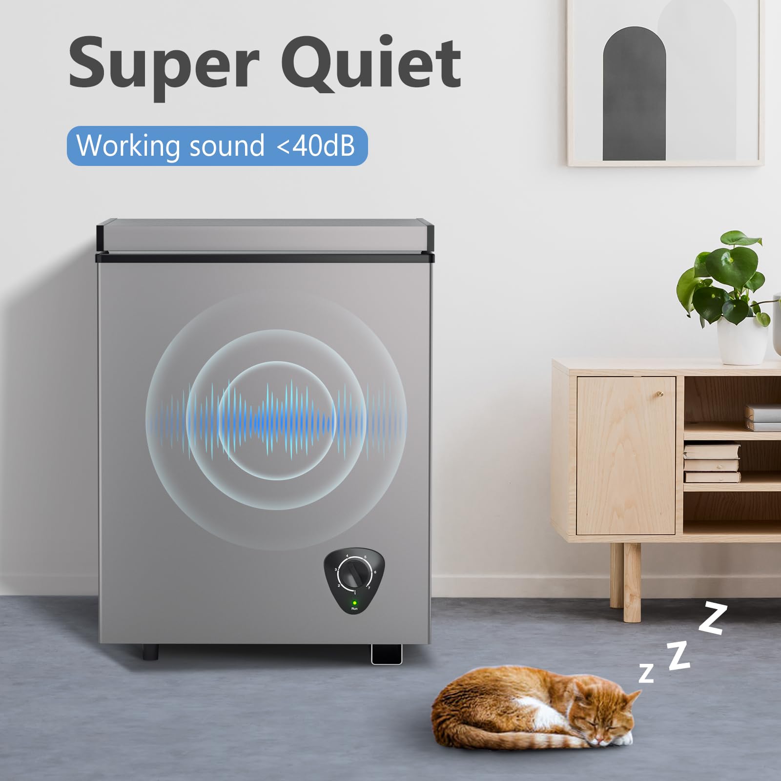 Lifeplus Chest Freezer, 3.5 Cubic Feet Small Deep Freezer Compact Top Open Door With Removable Basket, 7 Temperature Control Energy Saving Super Quiet For Kitchen Office Apartment Garage, Grey on Fridge.com - View 6