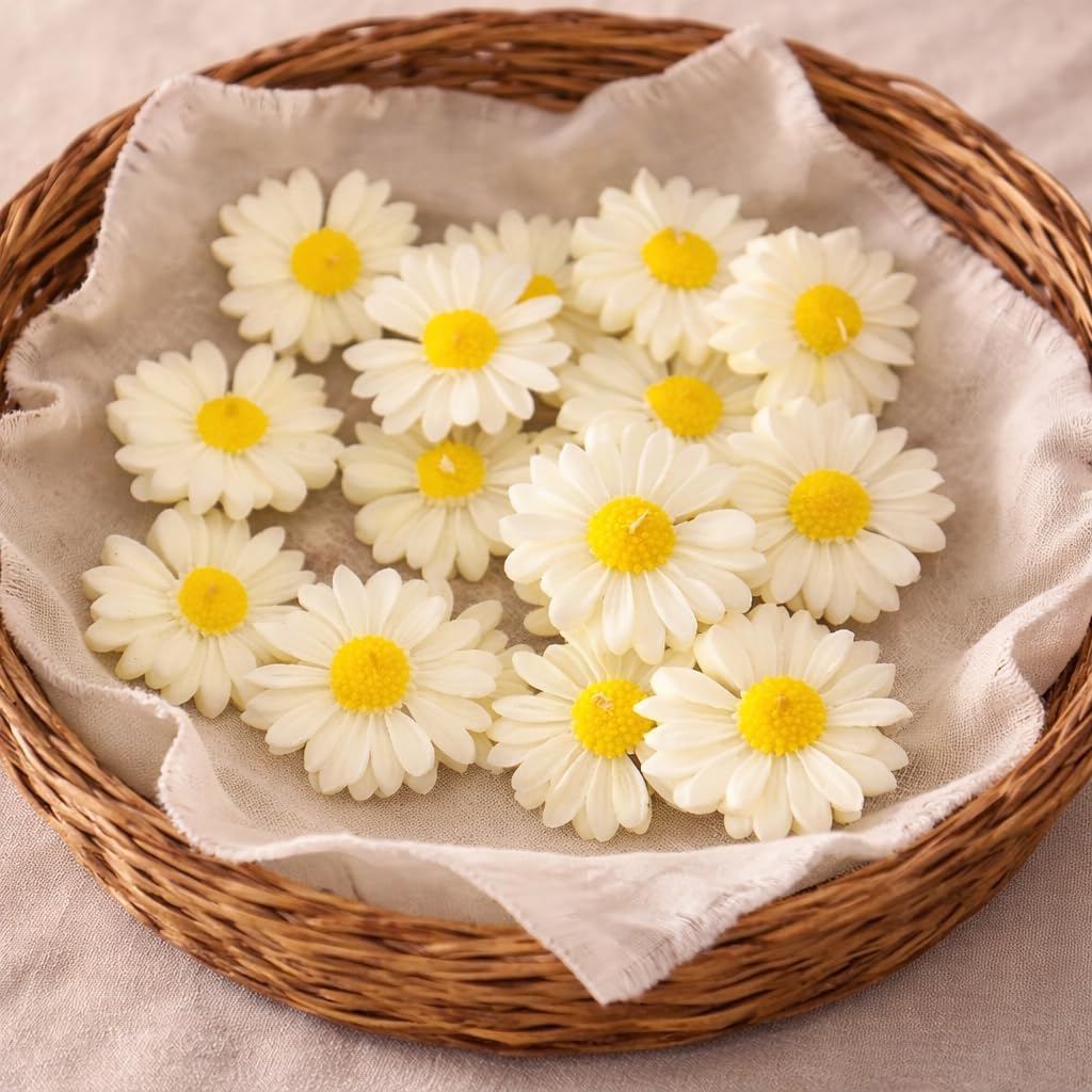 Soy Wax Eco - Pack of 6 | Friendly Yellow & White Daisy Flower Shaped Floating Candles | Scented Decorative Candles with Rose Fragrance | Perfect for Diwali, Party and Wedding-image-11