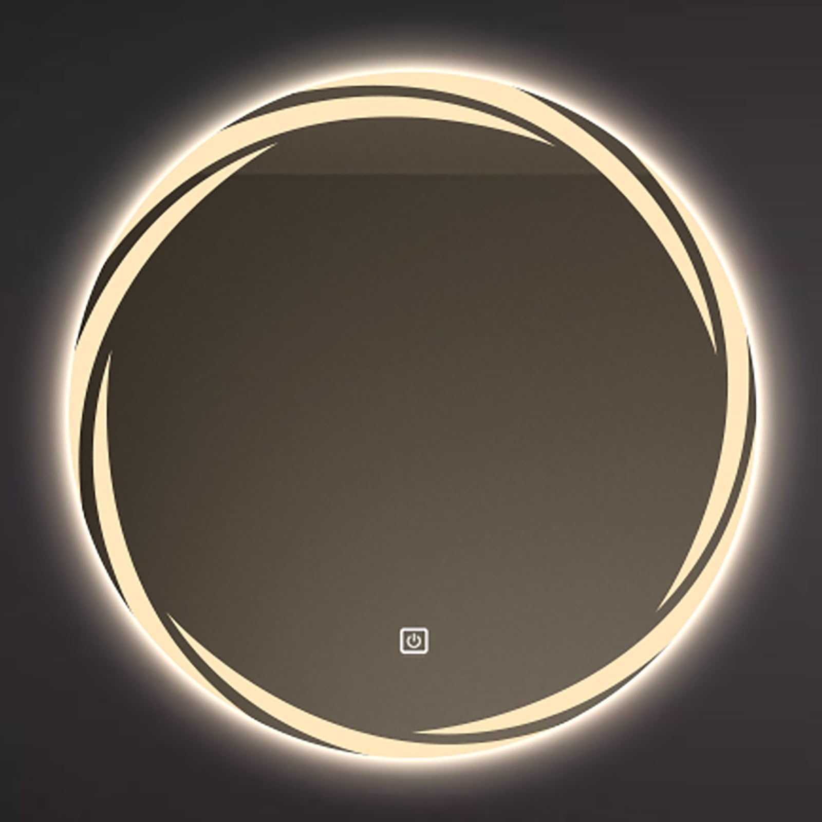 FGXHHS LED with Lights, 70cm/27.6in Round Dimmable Anti-Fog Illuminated Wall Mirror, 3-Color Lighting & Touch Switch, HD Frontlit/Backlit for Vanity Bathroom, Mounted
