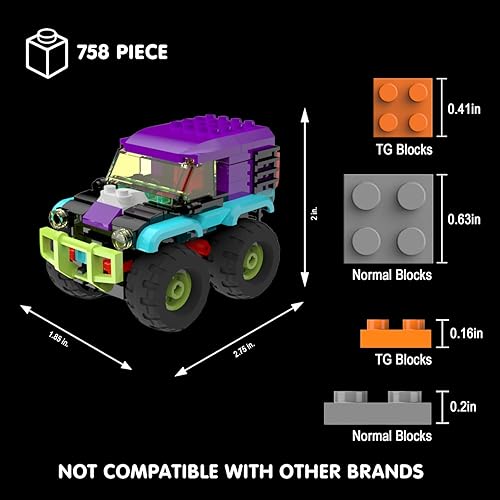 Miniatura 4 de TG BLOCKS Monster Truck - Juguete de construcción de micro ladrillos para niños y niñas, juguete de construcción para niños, juguete de construcción