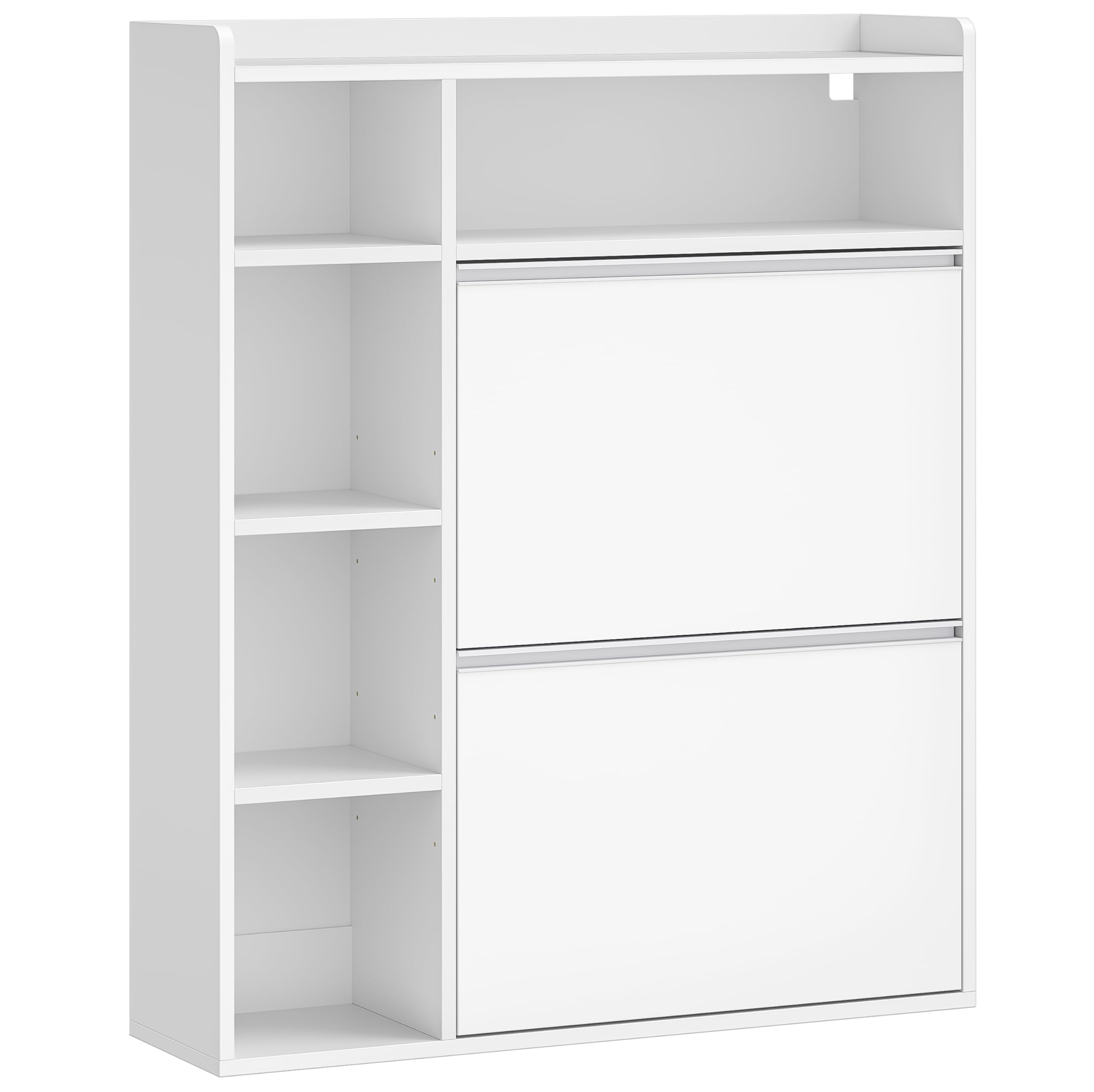 HEXCELEN Meuble à Chaussures avec 2 Portes, 5 Compartiments, Blanc | Armoire à Chaussures, Séparateur Réglables, 8 à 12 Paires, pour Entrée, Salon, 84,7 x 24 x 102 cm