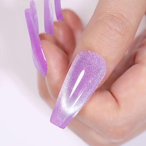 Miniatura 8 de Vishine Juego de esmalte de uñas de gel holográfico con purpurina de ojo de gato galaxia, efecto de cielo estrellado, luz LED UV, kit de esmalte de