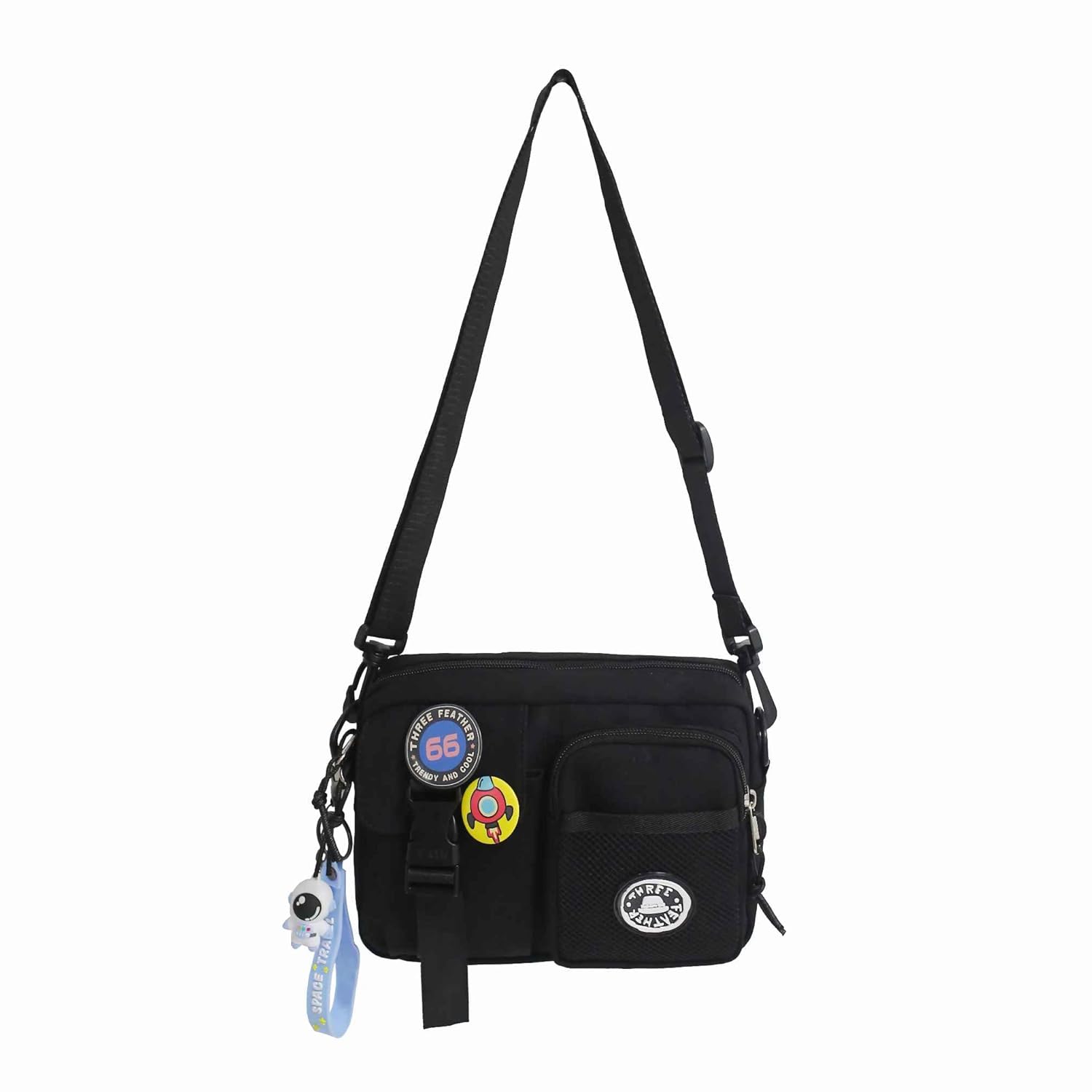 Lefe Liee Black Crossbody Bag for Men - Cute Small Messenger Sling Shoulder Bag - Mens Gift