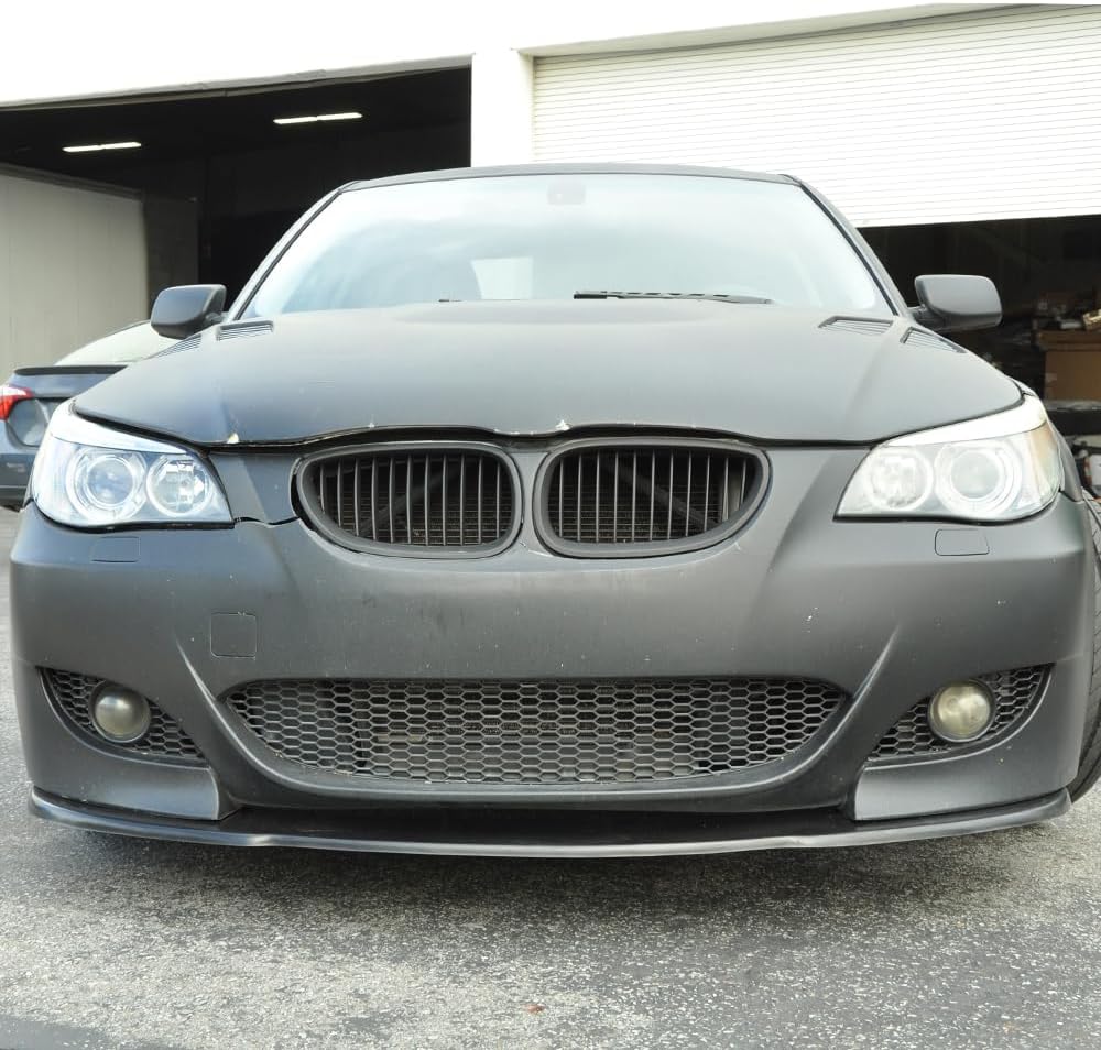 Front Bumper Lip Compatible with 2004-2010 BMW E60 5 Series M5, Unpainted PU Front Lip Finisher Under Chin Spoiler Add On by IKON MOTORSPORTS, 2005 2006 2007 2008 2009
