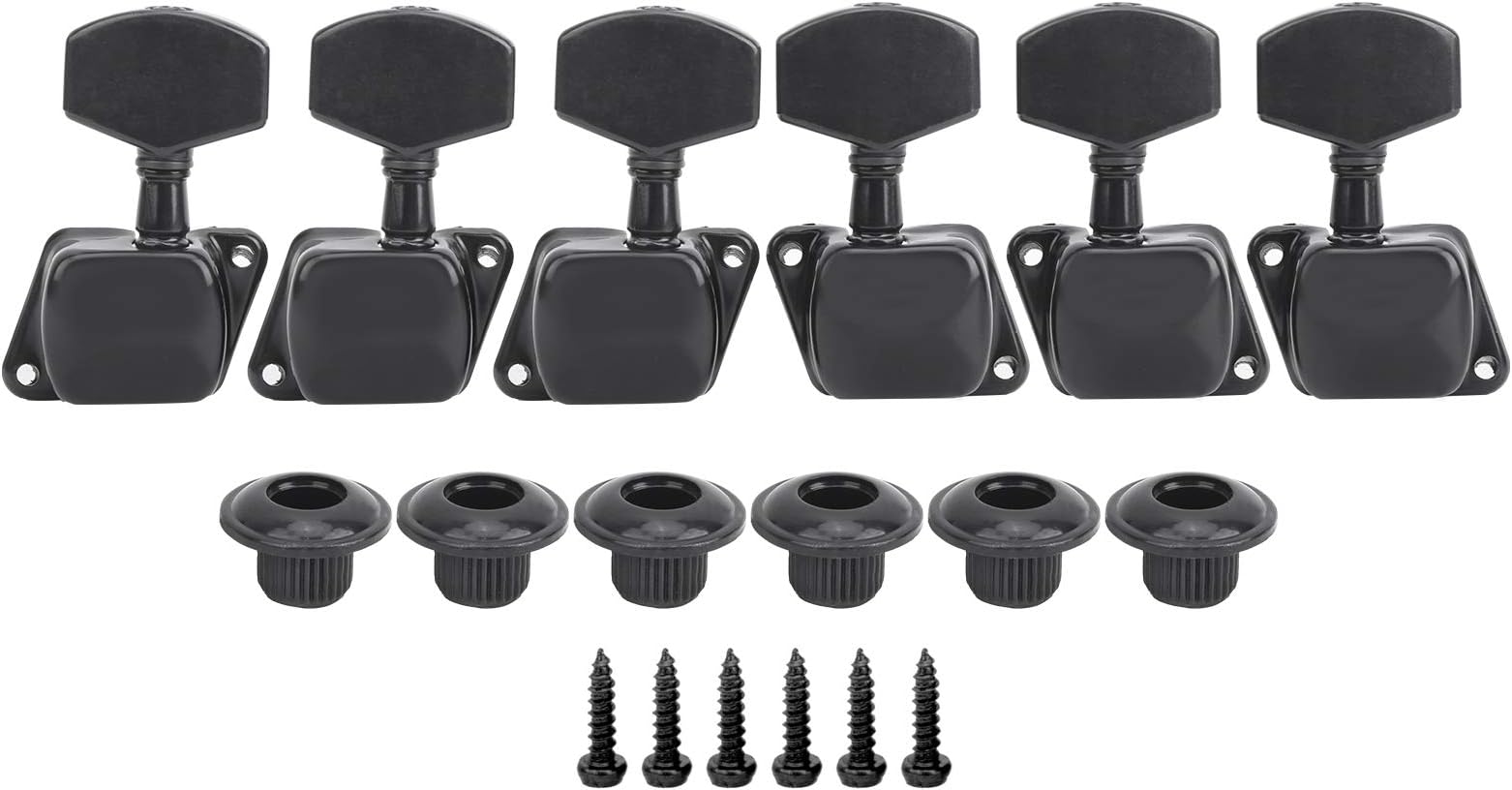 Cryfokt Semi‑Closed Guitar Tuning Keys, Metal Structure String Tuning Key, Rust‑Proof for Instrument Lovers Folk Guitar (Black)