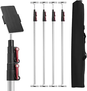 10FT Dust Barrier Poles 4 Pack with Carry Bag, Stainless Steel Retractable Wall Poles Kit for Renovation, Remodeling and Isolation Work
