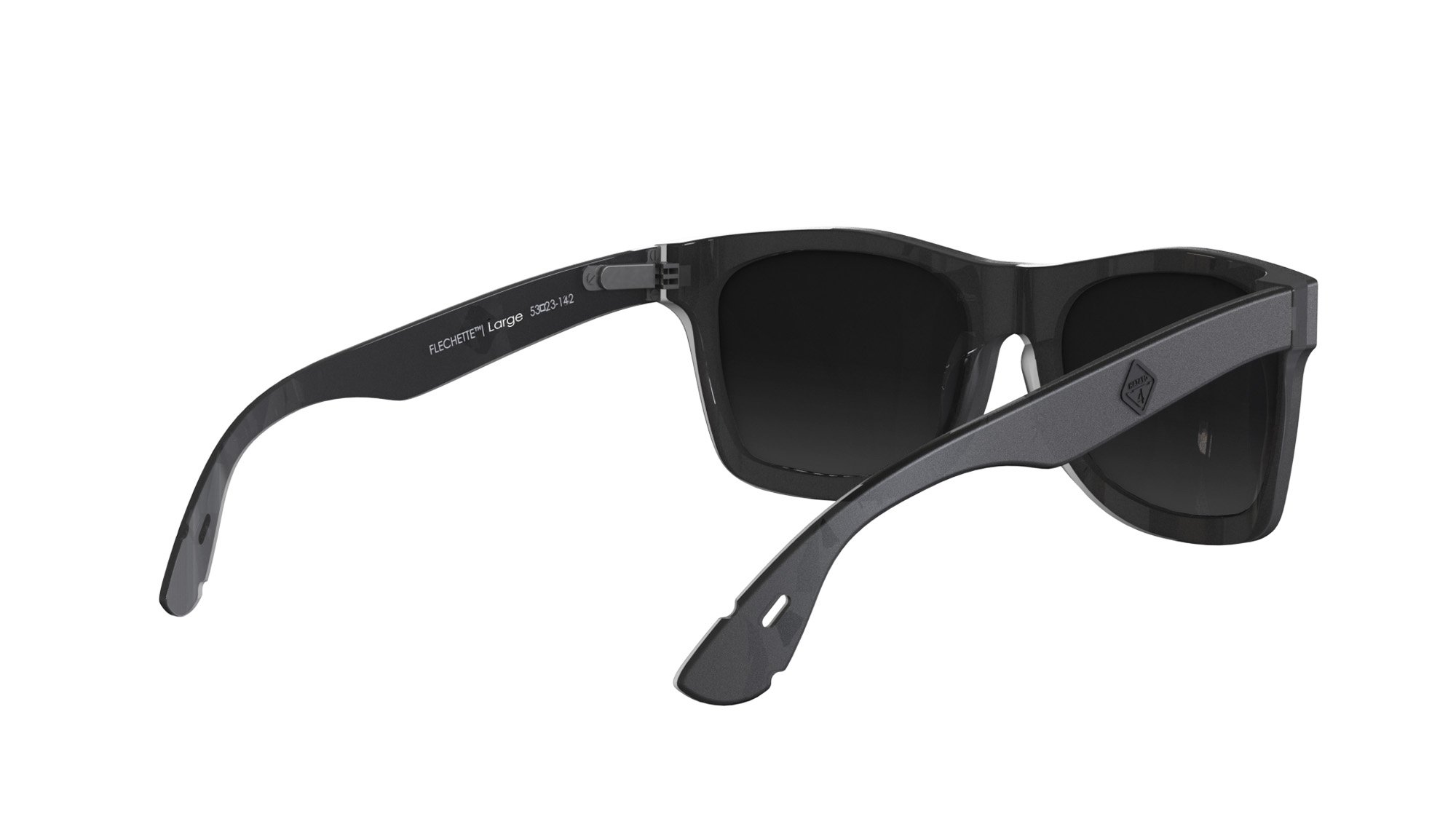Hazard 4 - Occhiali da sole unisex con bordo in corno Flechette (Made in Italy) -R-Black, Regular