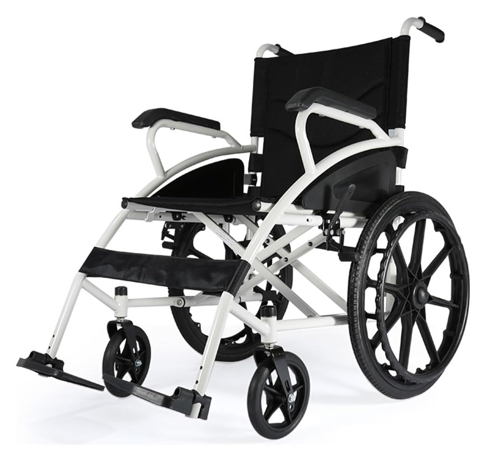 Silla de ruedas, silla de ruedas plegable, silla de ruedas manual ligera con reposapiés ajustable de 3 niveles y ruedas traseras de poliuretano de 18 pulgadas