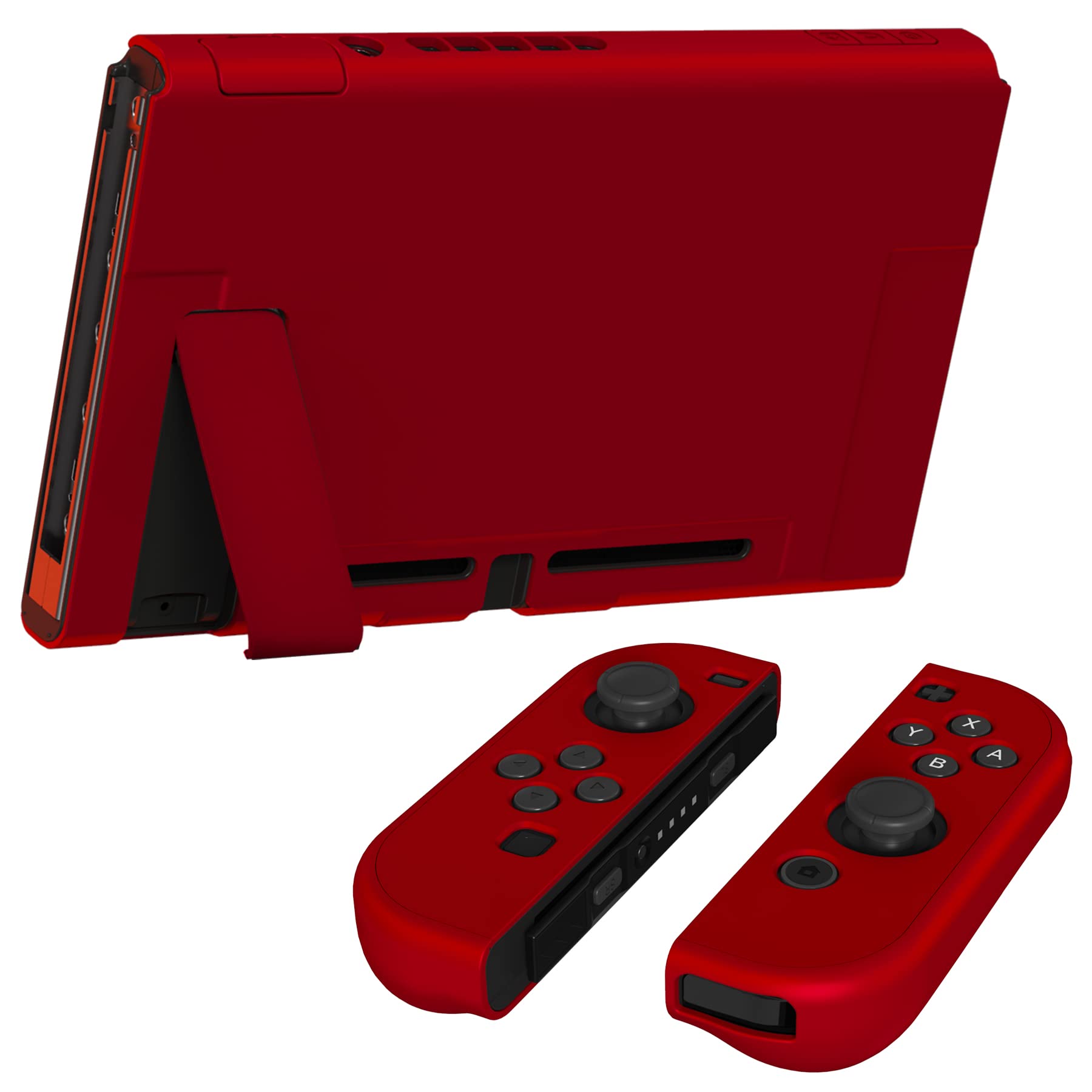 PlayVital Cover Protettiva per Nintendo Switch, Custodia Protettiva Copertura Rigida Grip Ergonomica per Joycon Controller-Rosso Scarlatto
