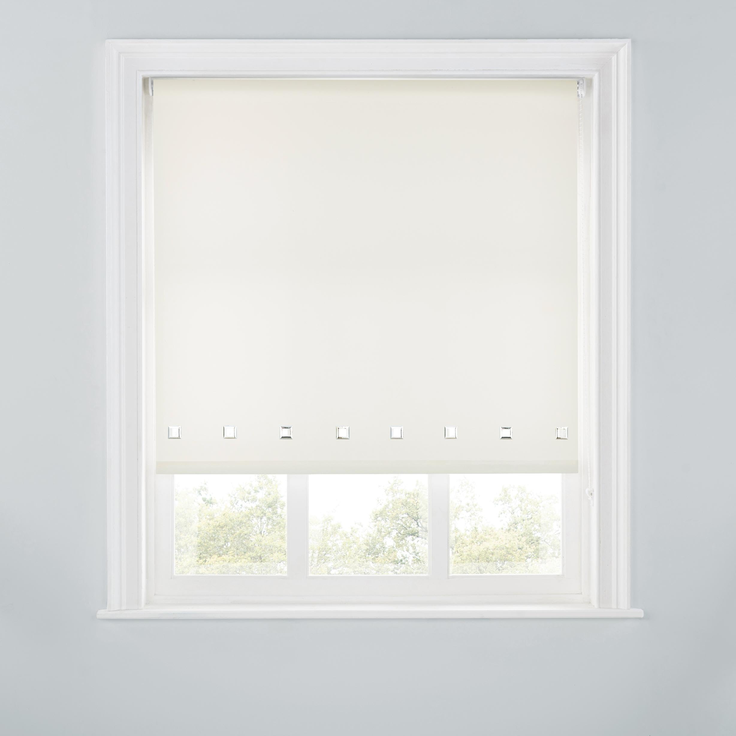 Premium Trimmable Square Eyelet Roller Window Blind – Light Filtering Fabric,Easy Fit,Child Safe Chain for Bedroom,Kitchen,Living Room. 3FT - CREAM - 90cm (W) x 170cm (L) | 35.4" (W) x 66.9" (L)