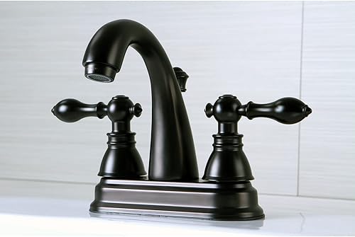 Miniatura 4 de Kingston Brass FSY5610ACL American Classic Grifo de baño central de 4 pulgadas, 4 pulgadas en alcance de boquilla, negro mate