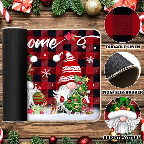 Image of TREWAVE Christmas Welcome Decorative Doormat Christmas Gnome Door Mat Non Slip Rubber Backing Floor Mat Seasonal Winter Holiday Front Porch Rugs for Outdoor Indoor Entrance, 29 x 17 Inch