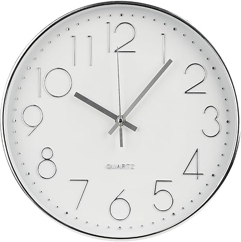 bakbrand Reloj de pared de 12 pulgadas sin tictac, silencioso, moderno, simple, redondo, decoración redonda, esfera estereoscópica, reloj de pared disponible en Yaxa Venezuela