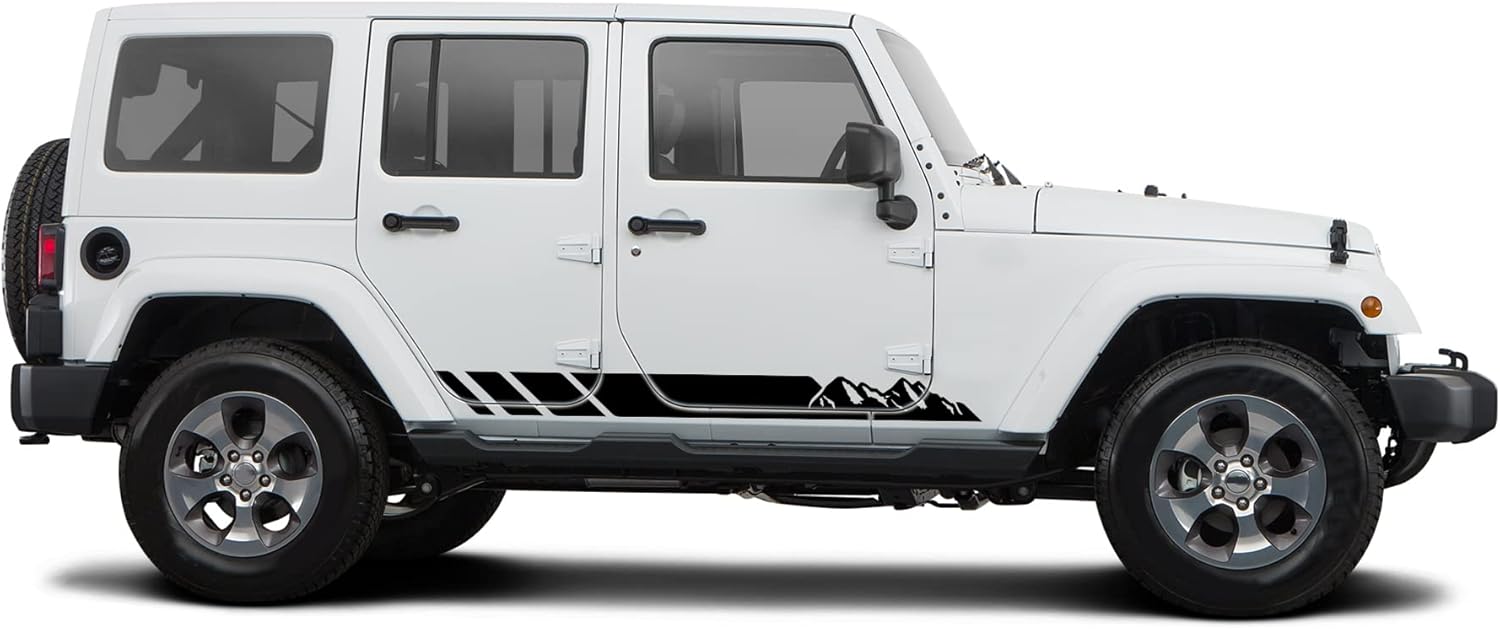 Mountain Stripes Decals Stickers Graphics Compatible with Jeep Wrangler JK – JL All Generations (958B)