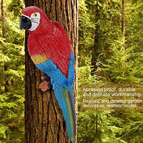 OKBY Parrot Toy - Resin Lifelike Bird Ornament Figurine Parrot Model Toy Garden Sculpture Wall Decor(Red Right)