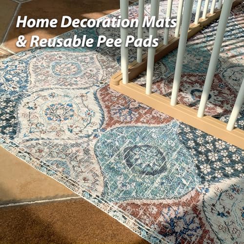 Image of nunubaby Washable Pee Pads for Dogs, Stylish, Non-Slip and Leak-Proof Pee Pads. Reusable Potty Pads for Dogs for Crates and Floors.(Dark Red /Multi,31 inch x36 inch )