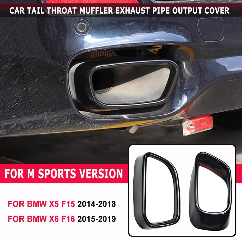 Tail Pipe Trim Compatible For B-MW M sports version X5 F15 2014-18 X6 F16 2015-19 Car Exterior Exhaust Pipe Mufflers Cover Rear Bumper Cylinder Exhaust Pipe Cover