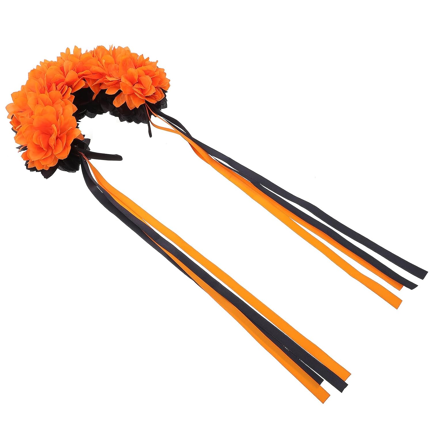 Abaodam Halloween Wreath Headband Bright Flower Garland Hairband Orange and Black Floral Headdress for Women Halloween Party Decoration