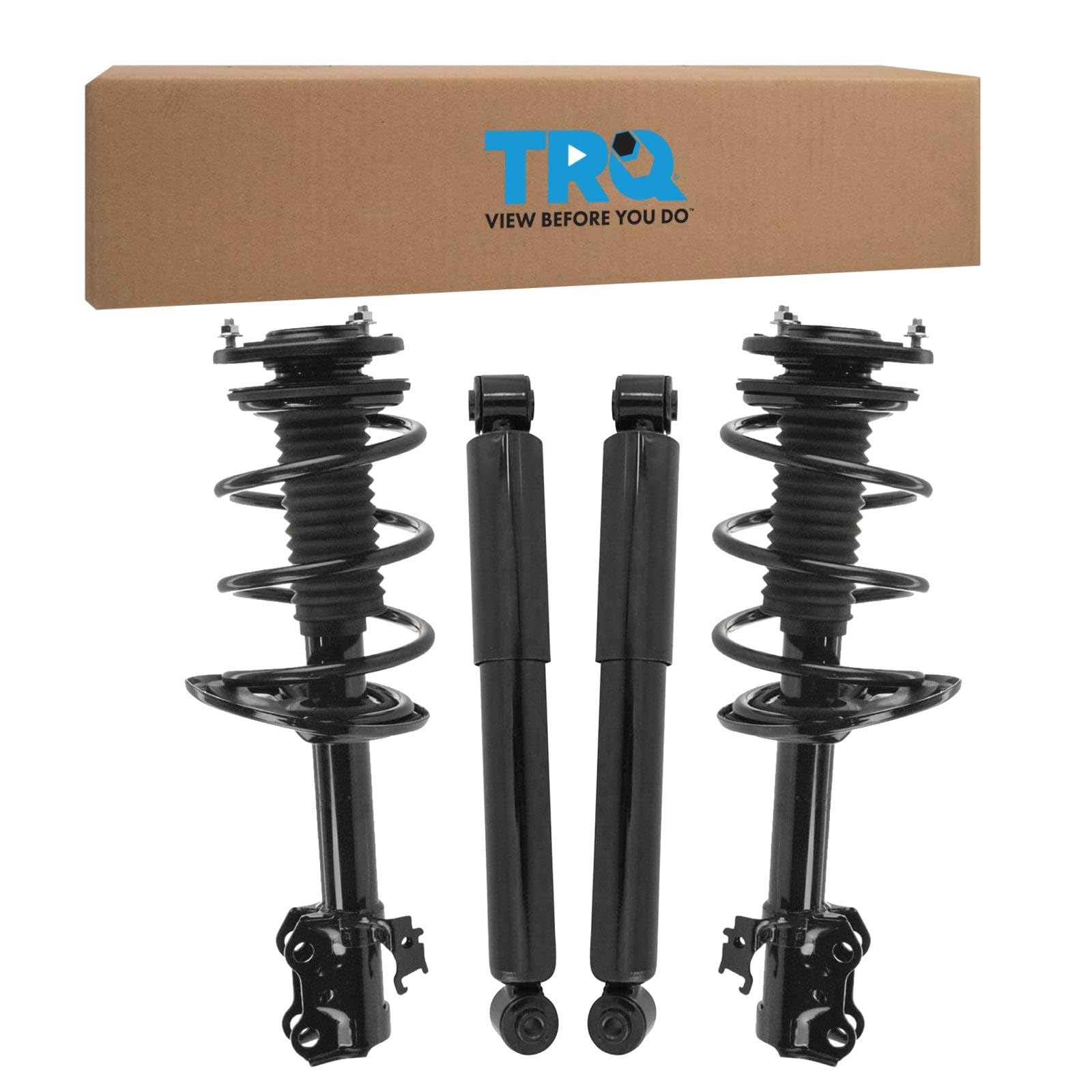 TRQ Front and Rear Complete Strut Assembly &amp; Shock Absorber Kit Complete Strut &amp; Coil Spring Assembly Compatible with 2006-2008 Toyota RAV4